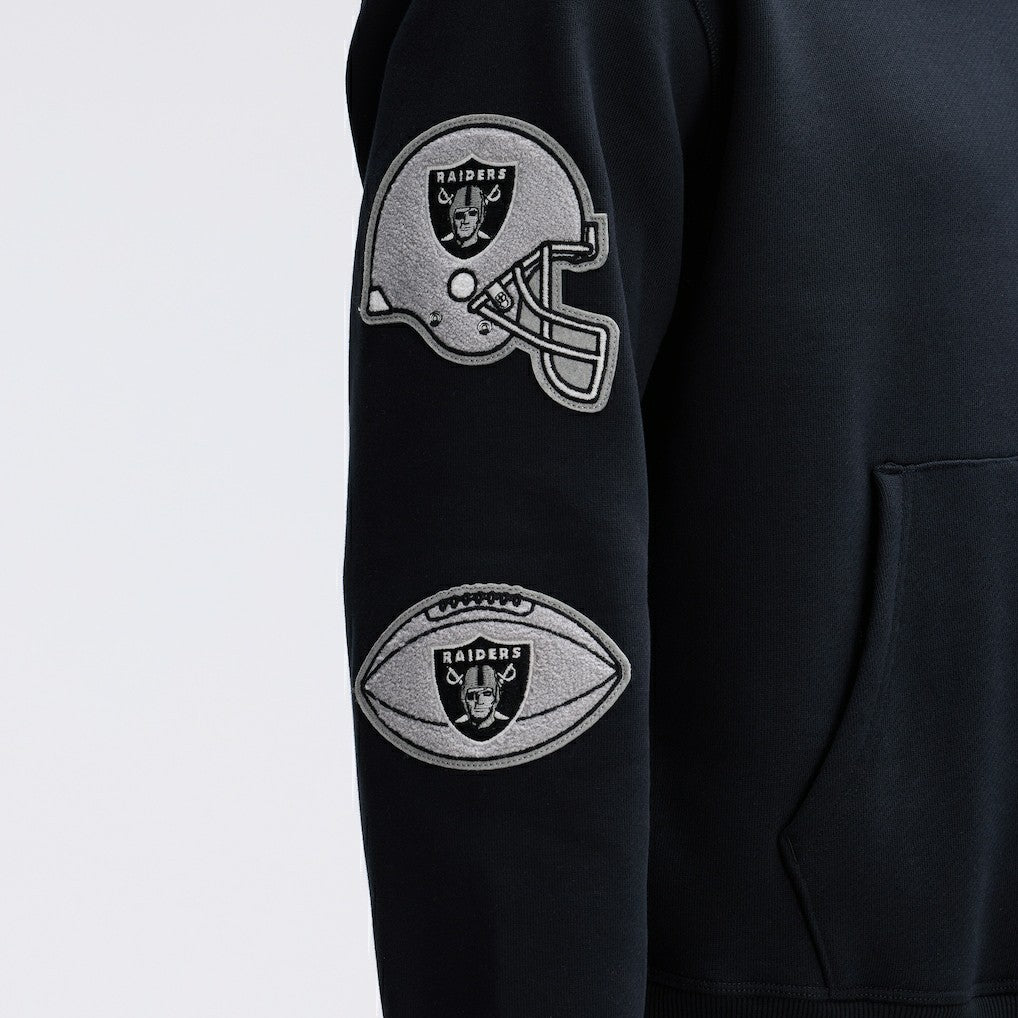 Las Vegas Raiders IconicFleece Letterman Hoodie - Black - Fanatics