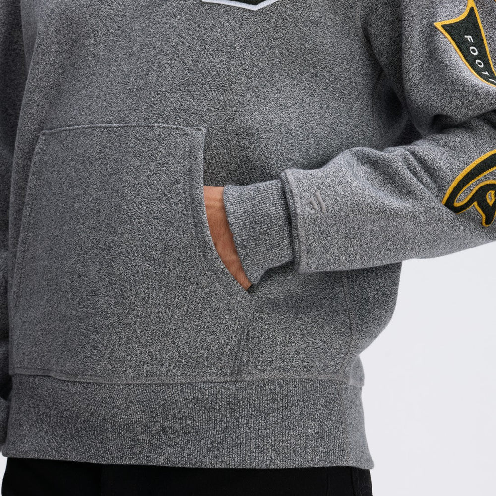 Green Bay Packers IconicFleece Letterman Hoodie - Athletic Heather Gray - Fanatics