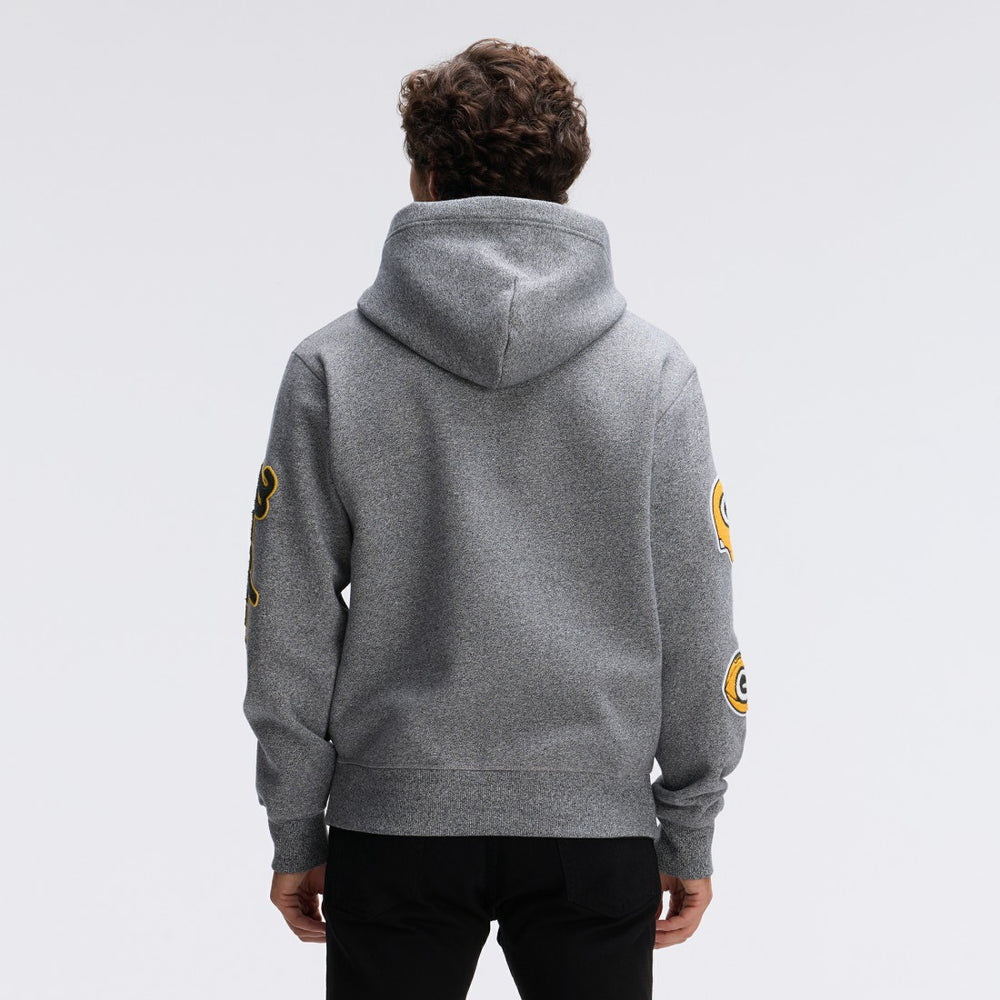 Green Bay Packers IconicFleece Letterman Hoodie - Athletic Heather Gray - Fanatics