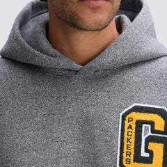 Green Bay Packers IconicFleece Letterman Hoodie - Athletic Heather Gray - Fanatics