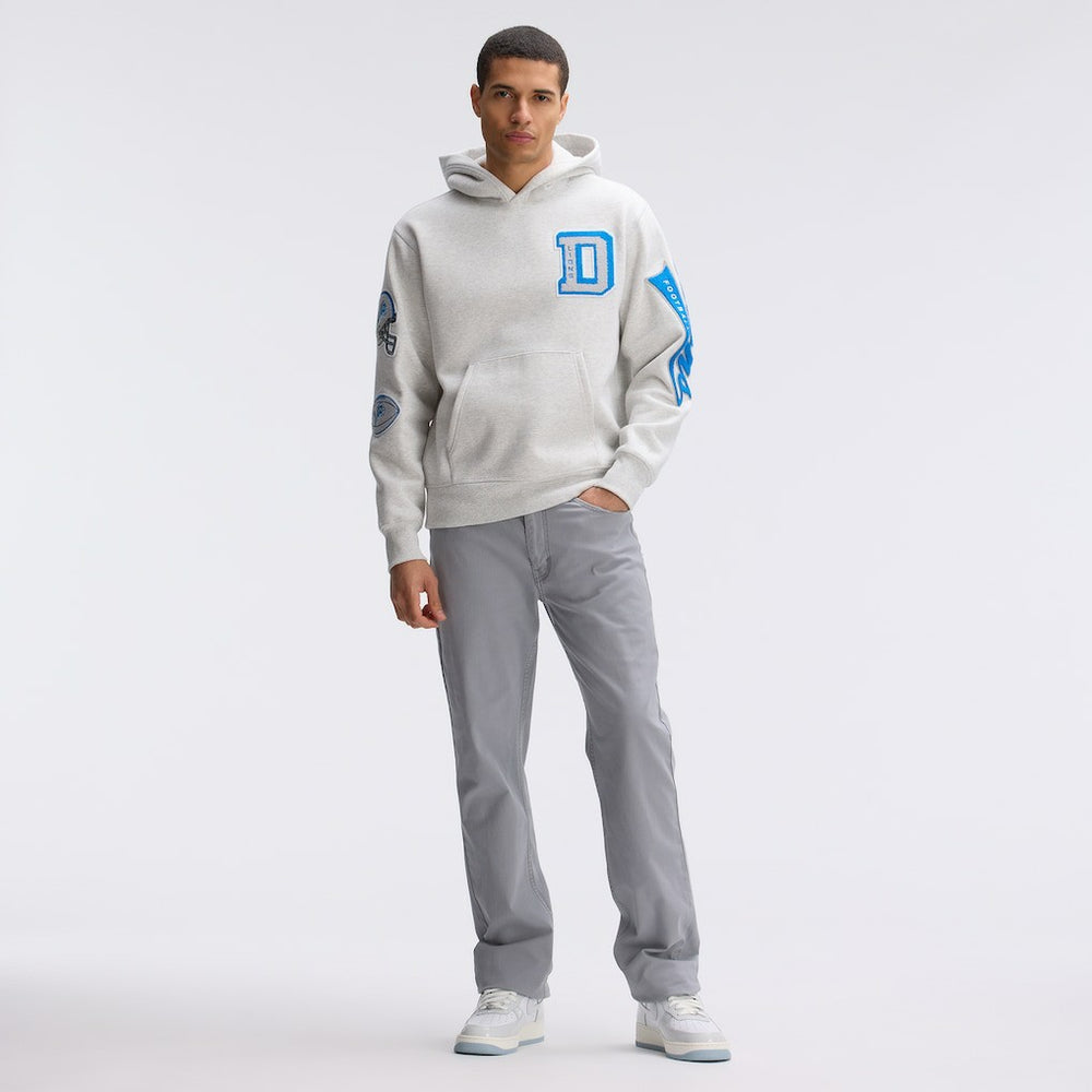 Detroit Lions IconicFleece Letterman Hoodie - Heather Gray - Fanatics