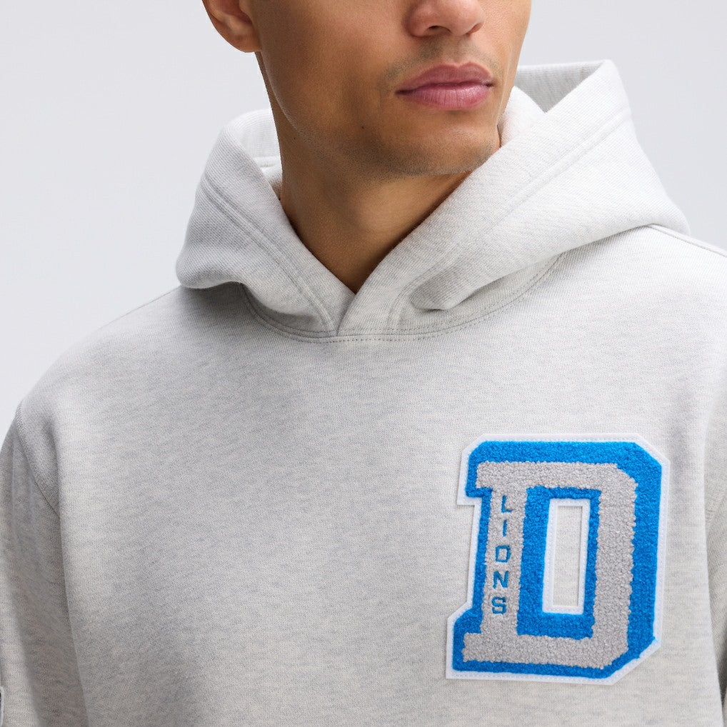 Detroit Lions IconicFleece Letterman Hoodie - Heather Gray - Fanatics