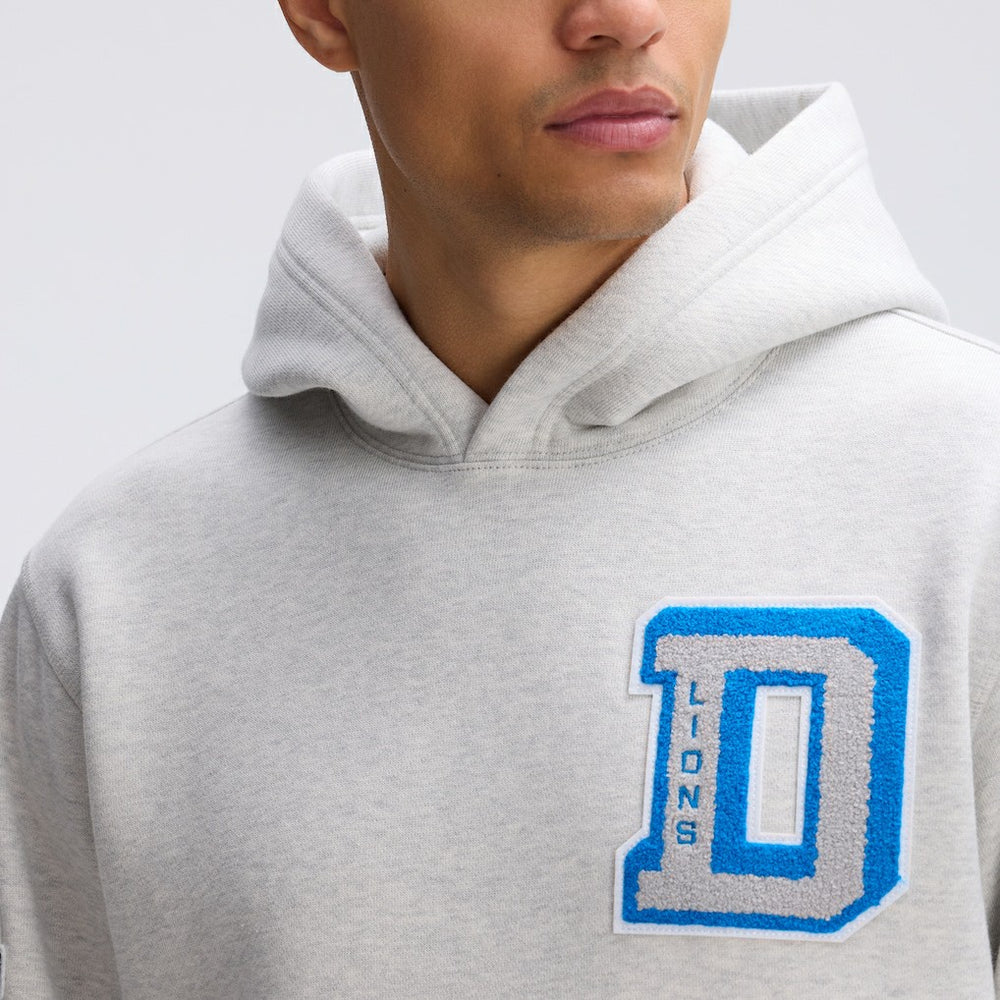 Detroit Lions IconicFleece Letterman Hoodie - Heather Gray - Fanatics