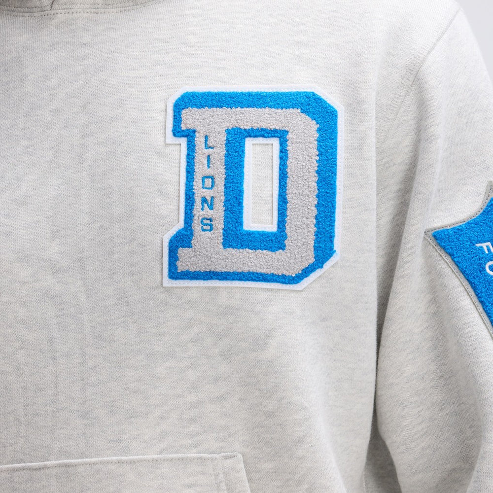 Detroit Lions IconicFleece Letterman Hoodie - Heather Gray - Fanatics