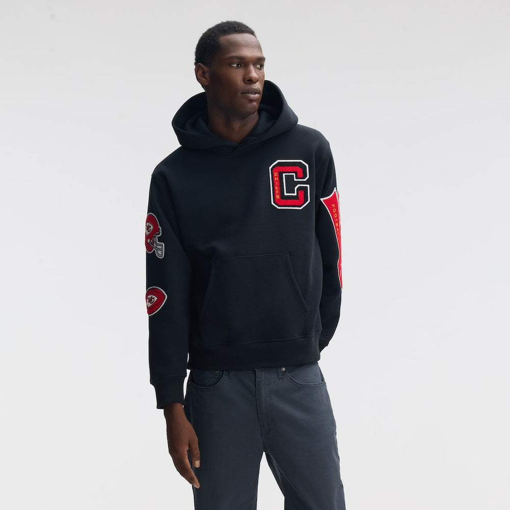 Kansas City Chiefs IconicFleece Letterman Hoodie - Black - Fanatics