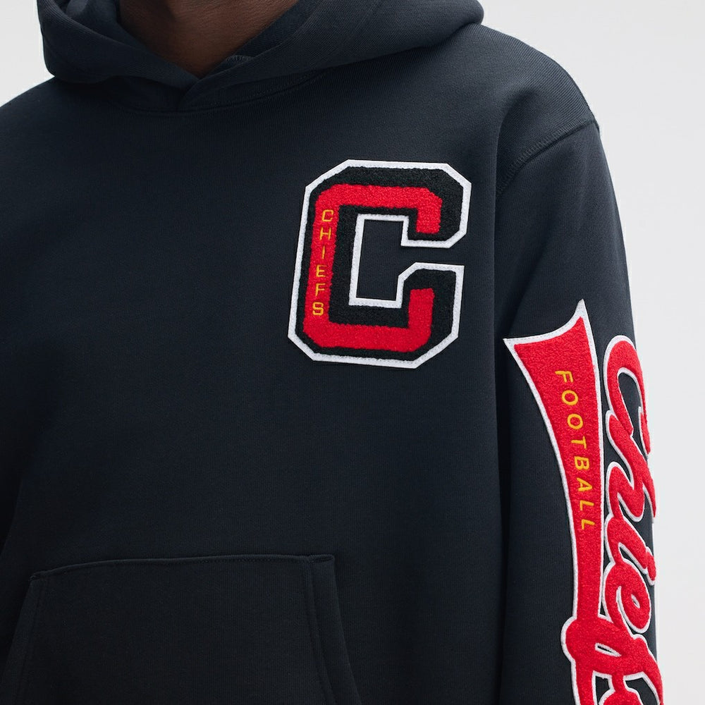 Kansas City Chiefs IconicFleece Letterman Hoodie - Black - Fanatics