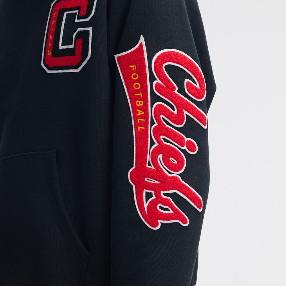 Kansas City Chiefs IconicFleece Letterman Hoodie - Black - Fanatics