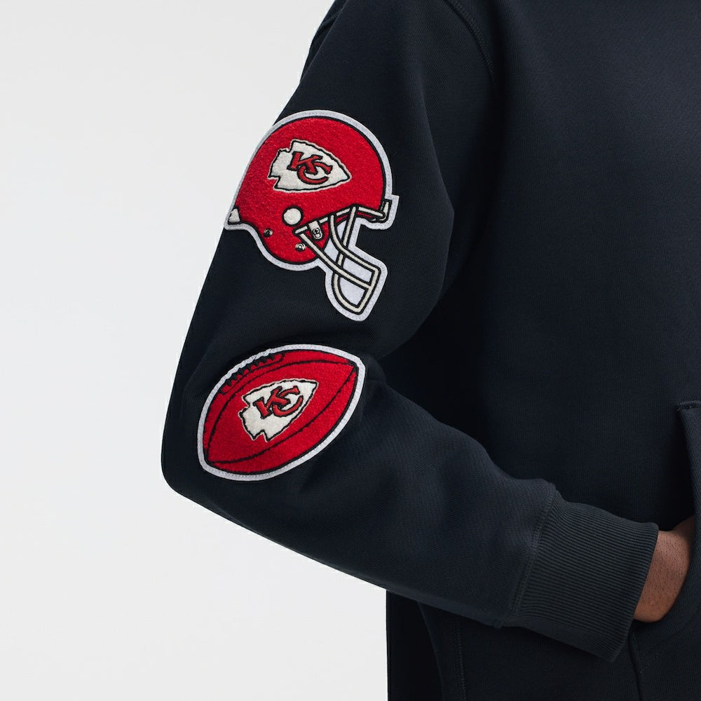Kansas City Chiefs IconicFleece Letterman Hoodie - Black - Fanatics
