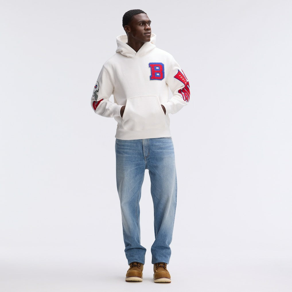Buffalo Bills IconicFleece Letterman Hoodie - Oatmeal - Fanatics