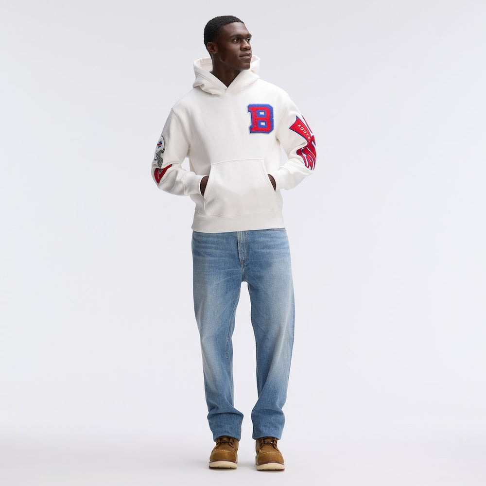 Buffalo Bills IconicFleece Letterman Hoodie - Oatmeal - Fanatics