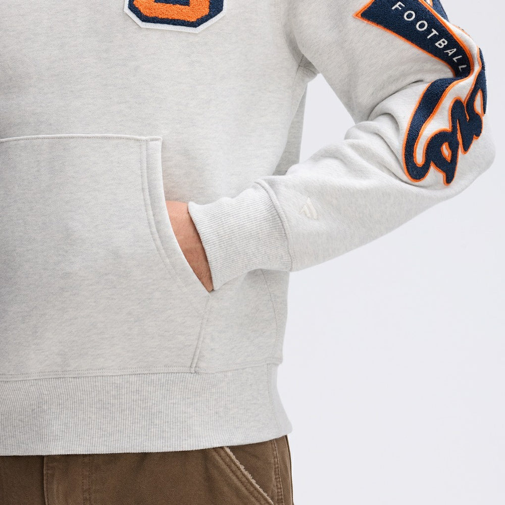 Chicago Bears IconicFleece Letterman Hoodie - Heather Gray - Fanatics