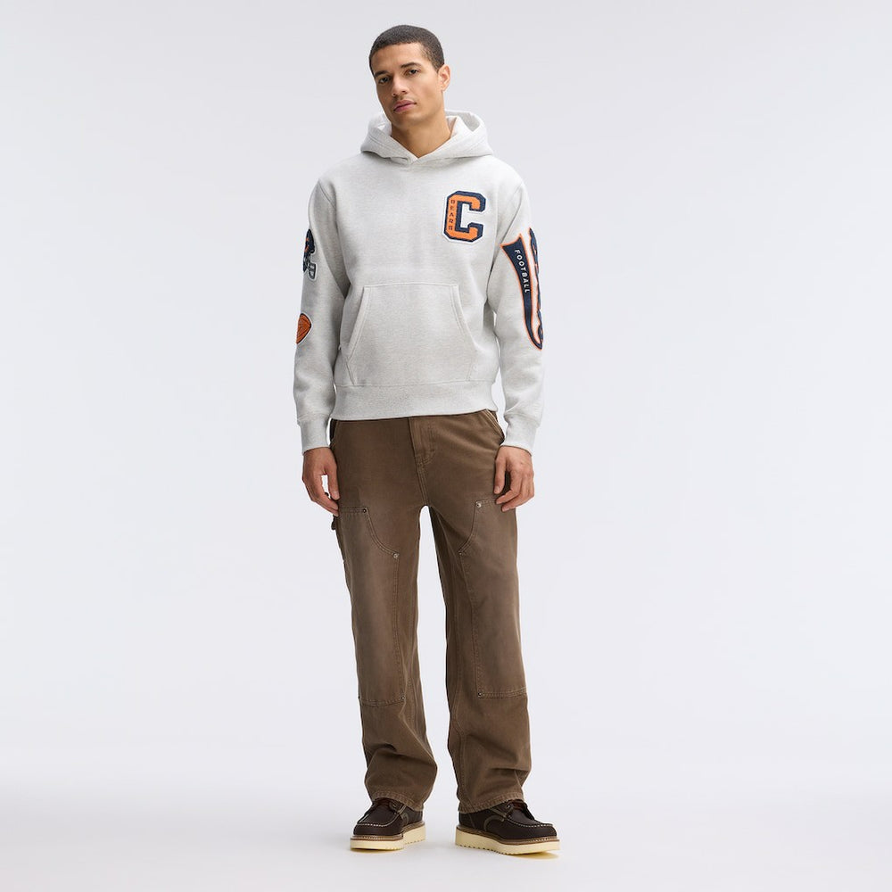 Chicago Bears IconicFleece Letterman Hoodie - Heather Gray - Fanatics