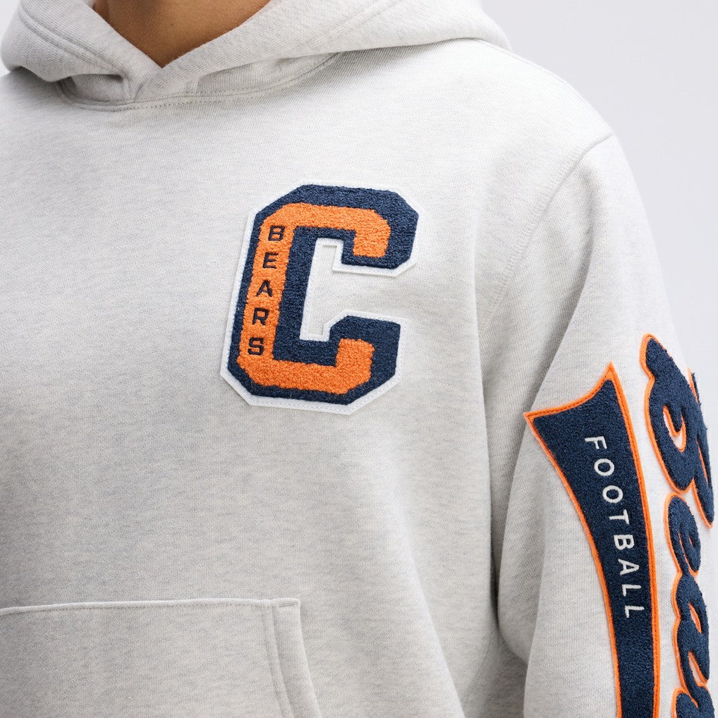 Chicago Bears IconicFleece Letterman Hoodie - Heather Gray - Fanatics