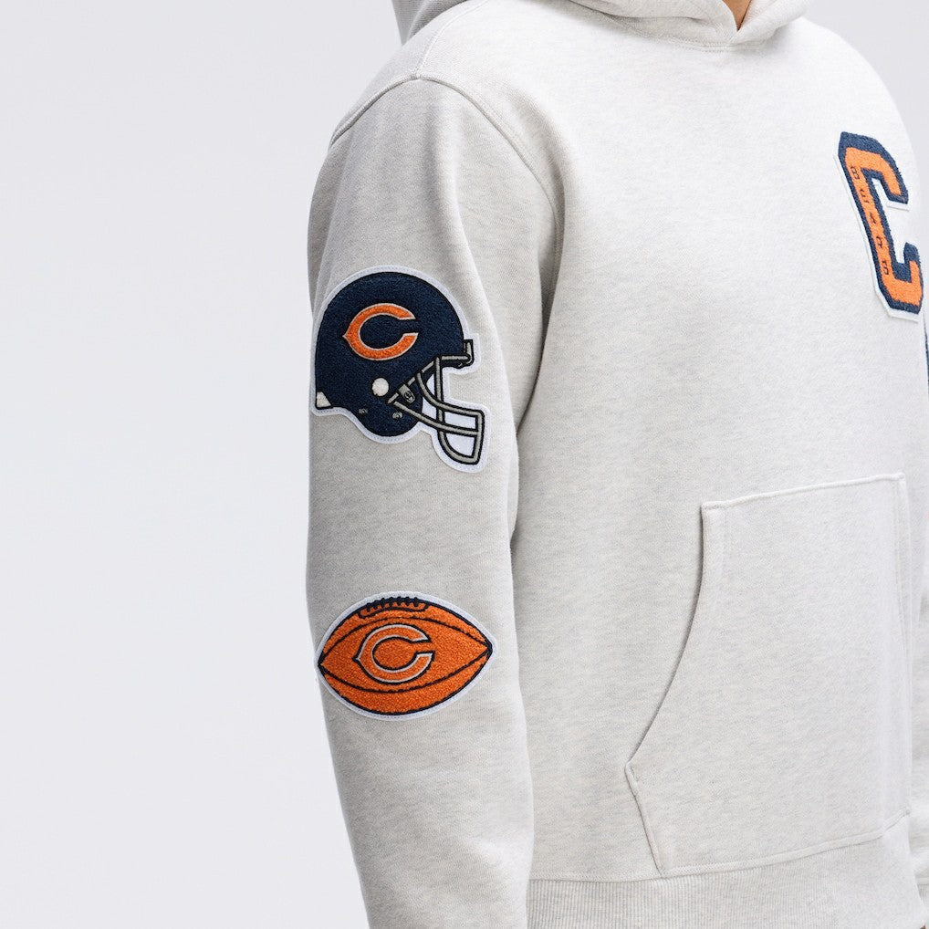 Chicago Bears IconicFleece Letterman Hoodie - Heather Gray - Fanatics
