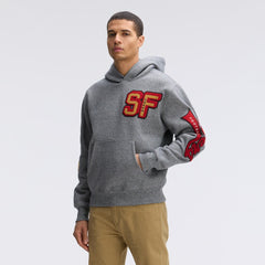 San Francisco 49ers IconicFleece Letterman Hoodie - Athletic Heather Gray - Fanatics