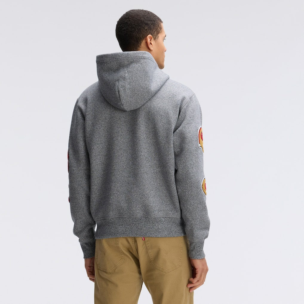 San Francisco 49ers IconicFleece Letterman Hoodie - Athletic Heather Gray - Fanatics
