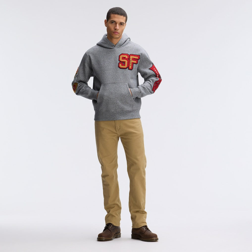 San Francisco 49ers IconicFleece Letterman Hoodie - Athletic Heather Gray - Fanatics