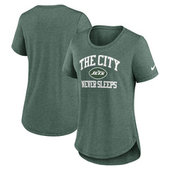 New York Jets Women's The City Never Sleeps Tri-Blend T-Shirt - Heather Green - Nike