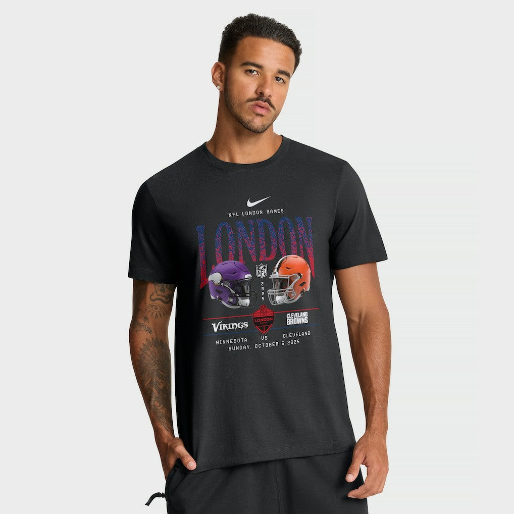 Minnesota Vikings vs. Cleveland Browns International Games London 2025 T-Shirt - Black - Nike