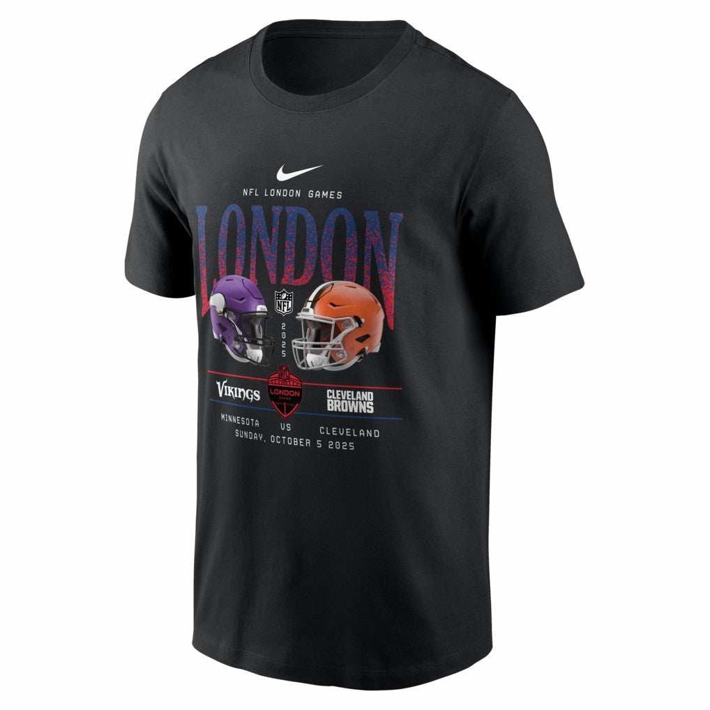 Minnesota Vikings vs. Cleveland Browns International Games London 2025 T-Shirt - Black - Nike