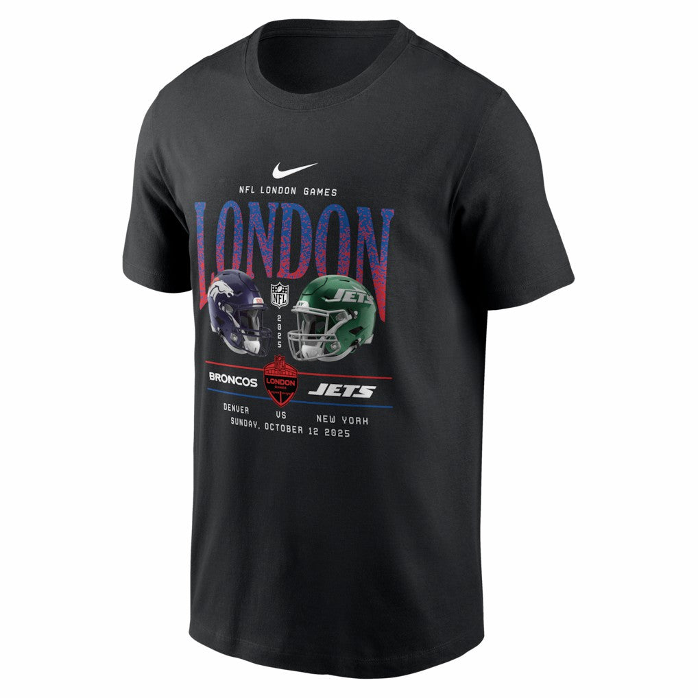 Denver Broncos vs. New York Jets International Games London 2025 T-Shirt - Black - Nike