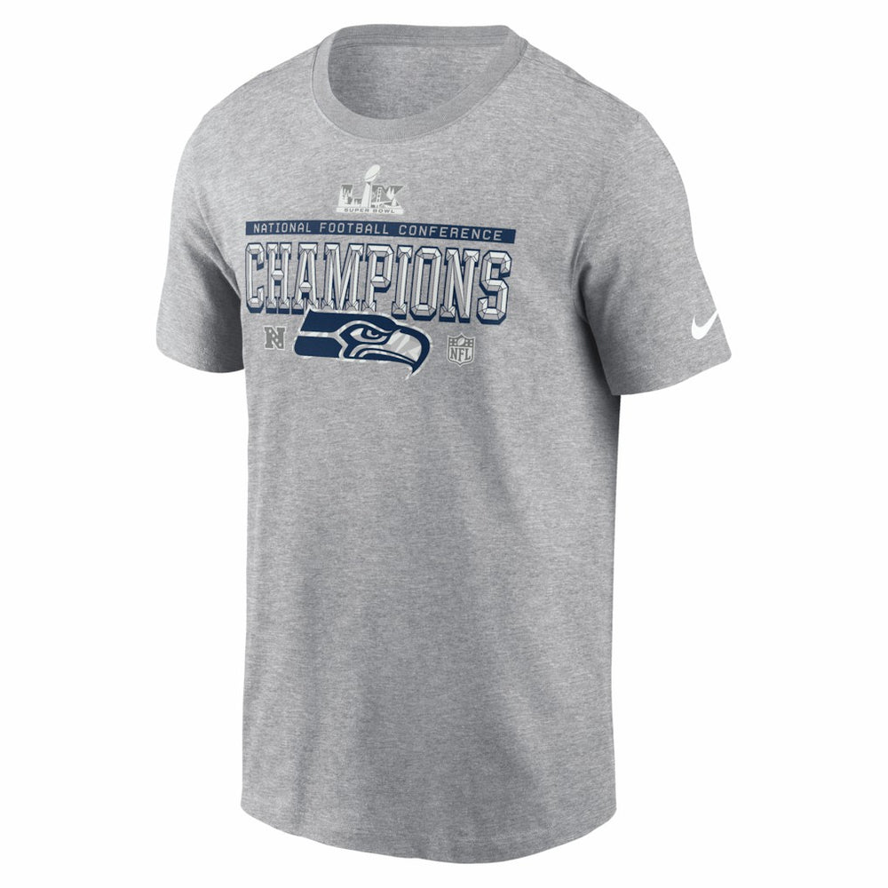 Seattle Seahawks 2025 NFC Champions Locker Room Trophy Collection Tall T-Shirt - Heather Gray - Nike