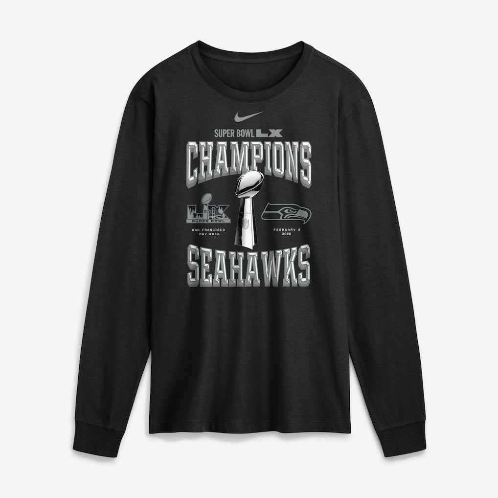 Seattle Seahawks Super Bowl LX Champions Locker Room Trophy Collection Long Sleeve T-Shirt - Black - Nike