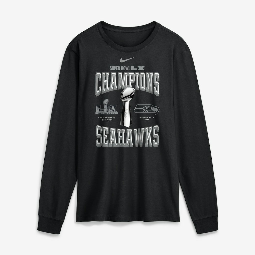 Seattle Seahawks Super Bowl LX Champions Locker Room Trophy Collection Long Sleeve T-Shirt - Black - Nike