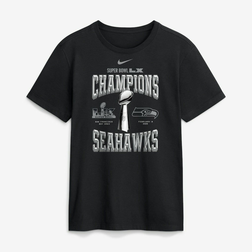 Seattle Seahawks Super Bowl LX Champions Locker Room Trophy Collection Replica Tall T-Shirt - Black - Nike