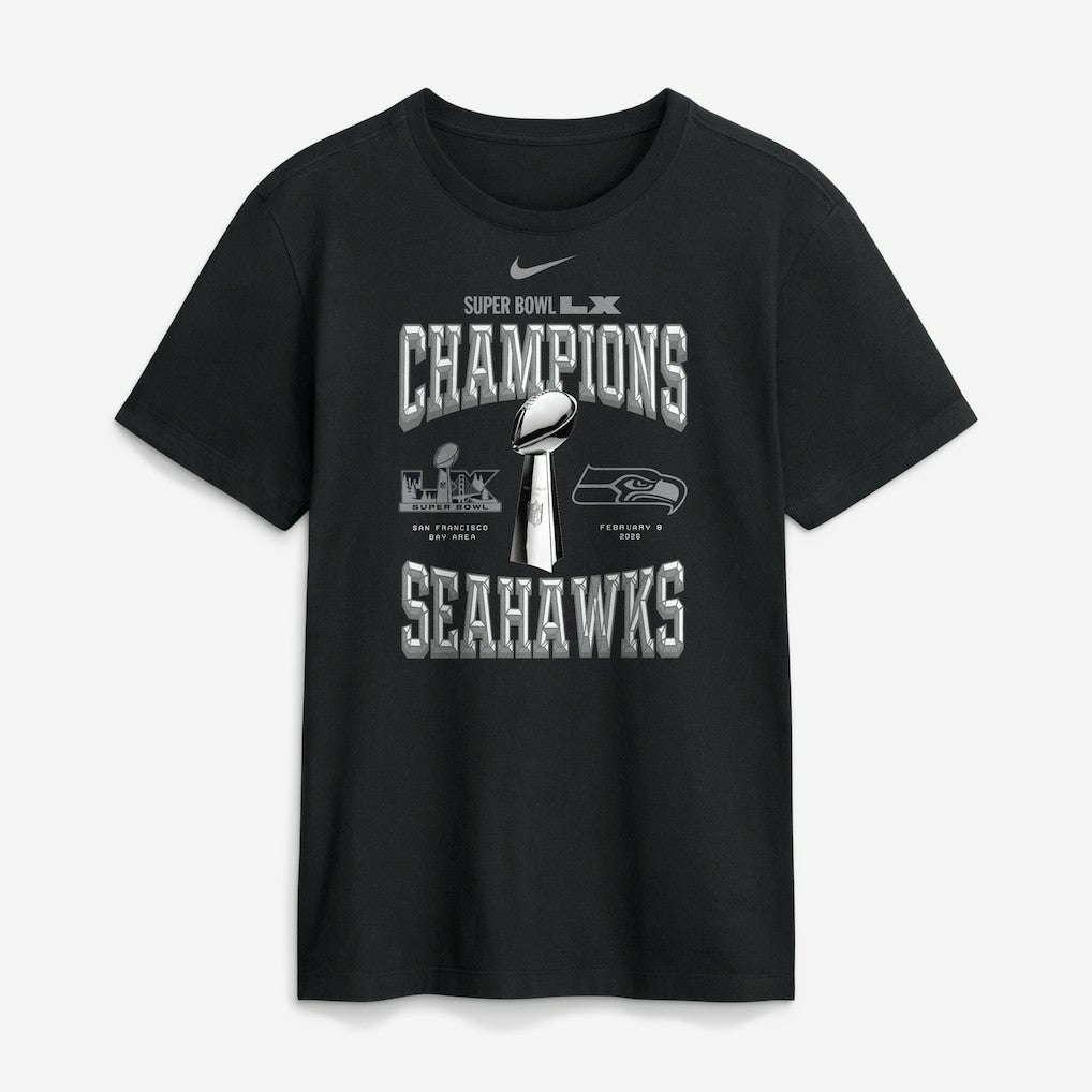 Seattle Seahawks Super Bowl LX Champions Locker Room Trophy Collection Replica Tall T-Shirt - Black - Nike