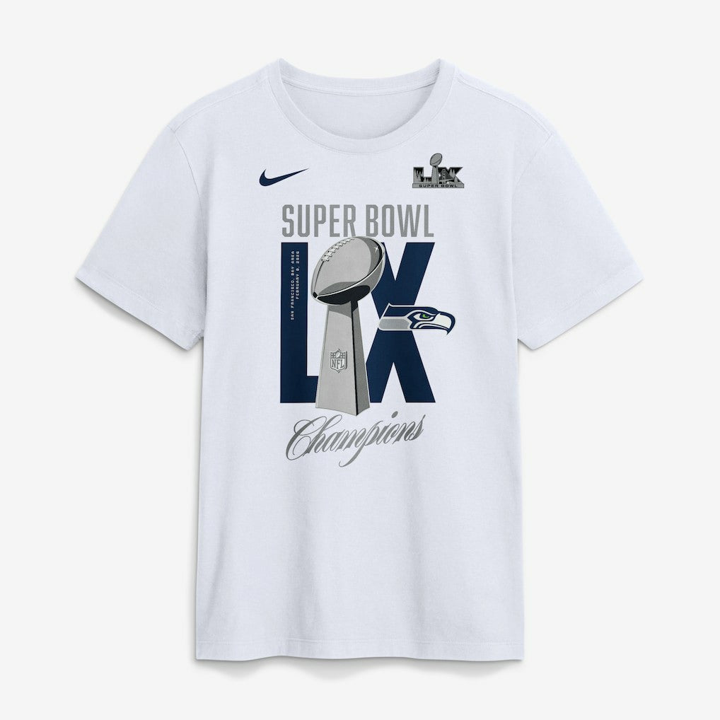 Seattle Seahawks Super Bowl LX Champions Lombardi Trophy T-Shirt - White - Nike