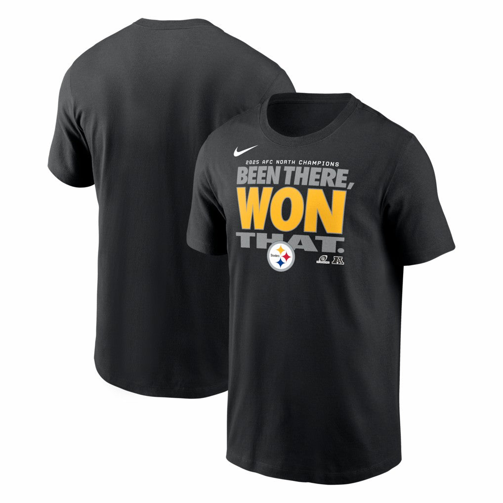 Pittsburgh Steelers 2025 AFC North Division Champions Locker Room Trophy Collection T-Shirt - Black - Nike
