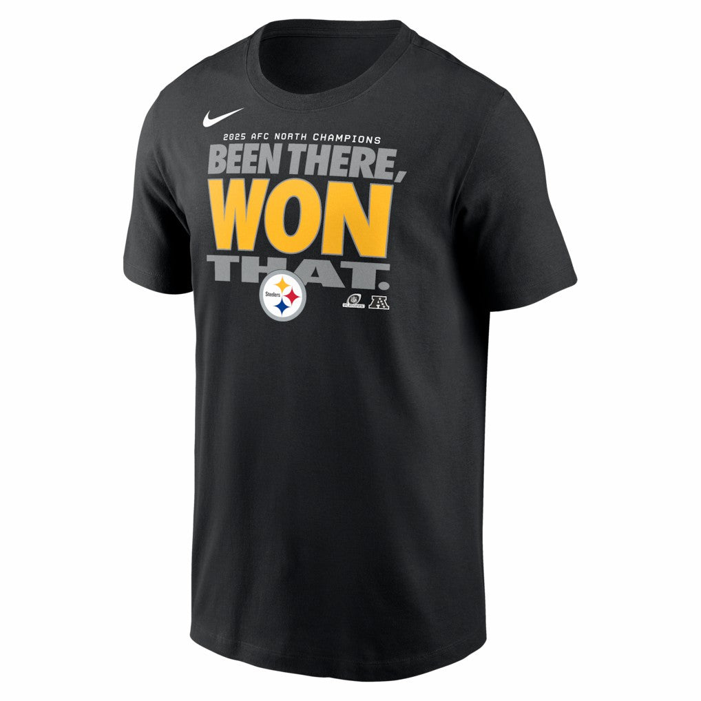 Pittsburgh Steelers 2025 AFC North Division Champions Locker Room Trophy Collection T-Shirt - Black - Nike