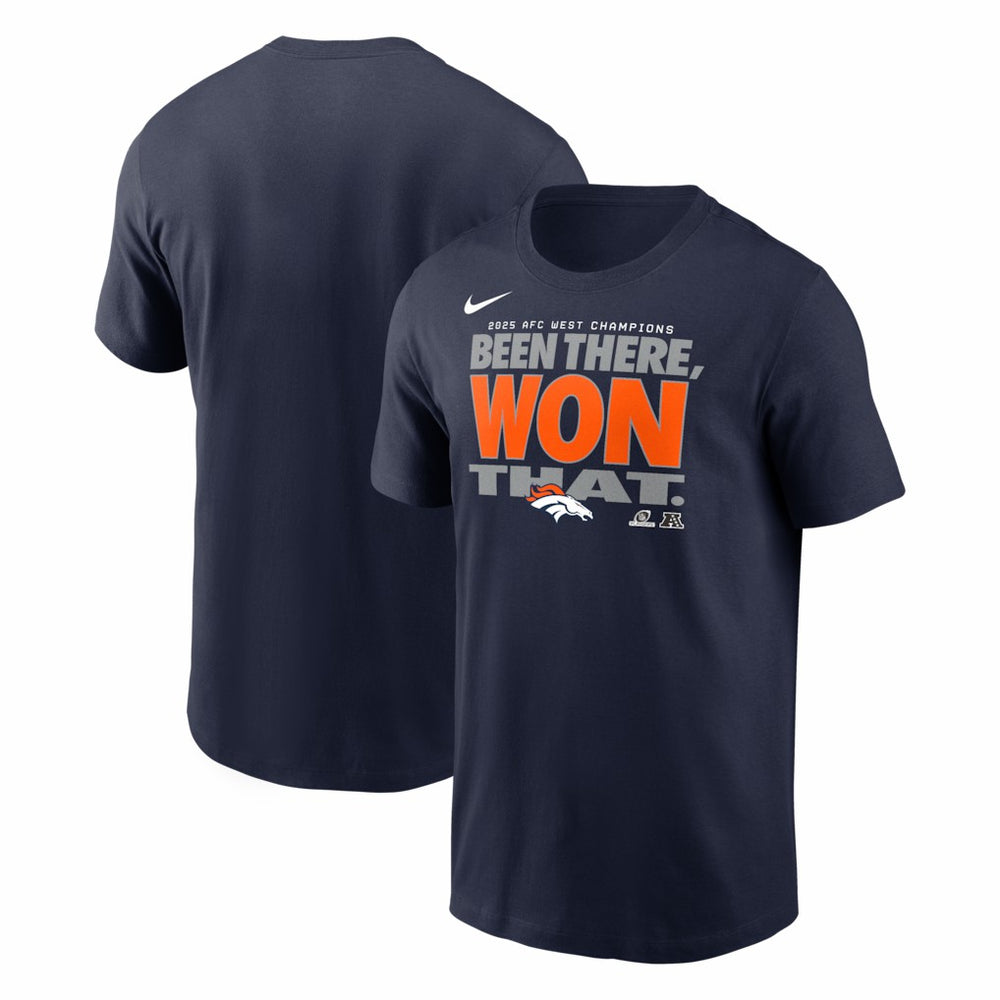 Denver Broncos 2025 AFC West Division Champions Locker Room Trophy Collection T-Shirt - Navy - Nike