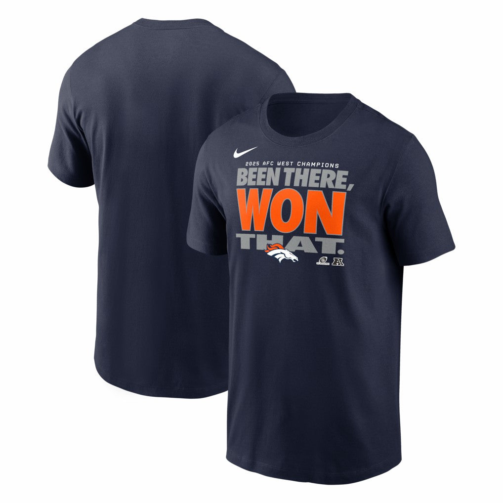 Denver Broncos 2025 AFC West Division Champions Locker Room Trophy Collection T-Shirt - Navy - Nike
