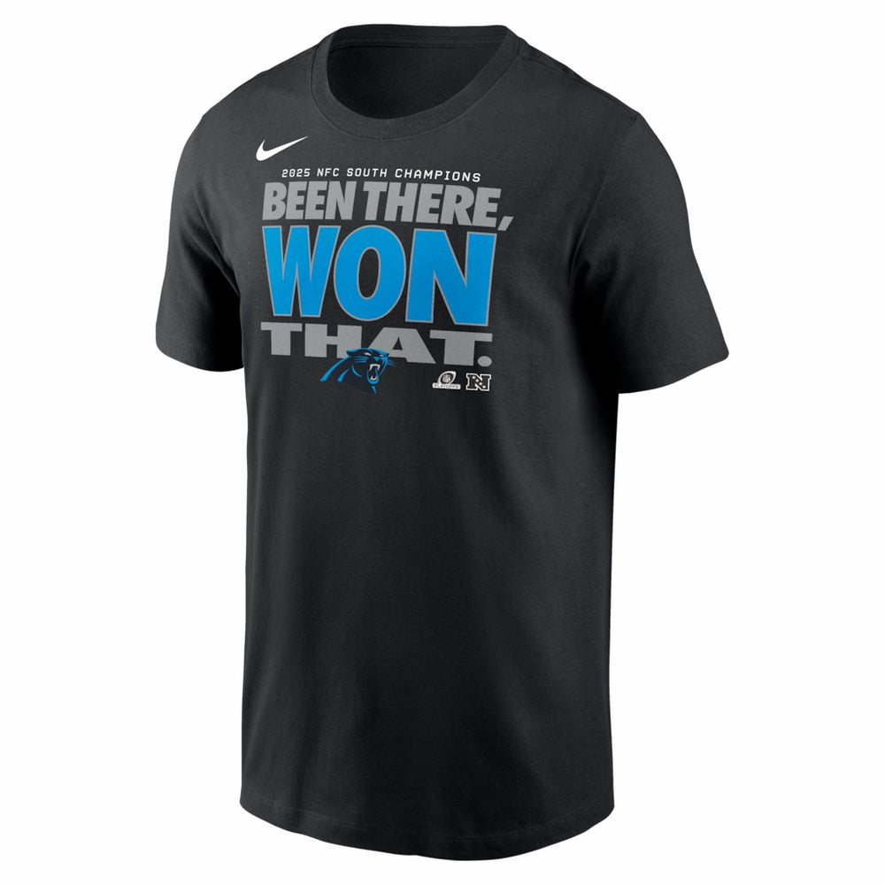 Carolina Panthers 2025 NFC South Division Champions Locker Room Trophy Collection T-Shirt - Black - Nike