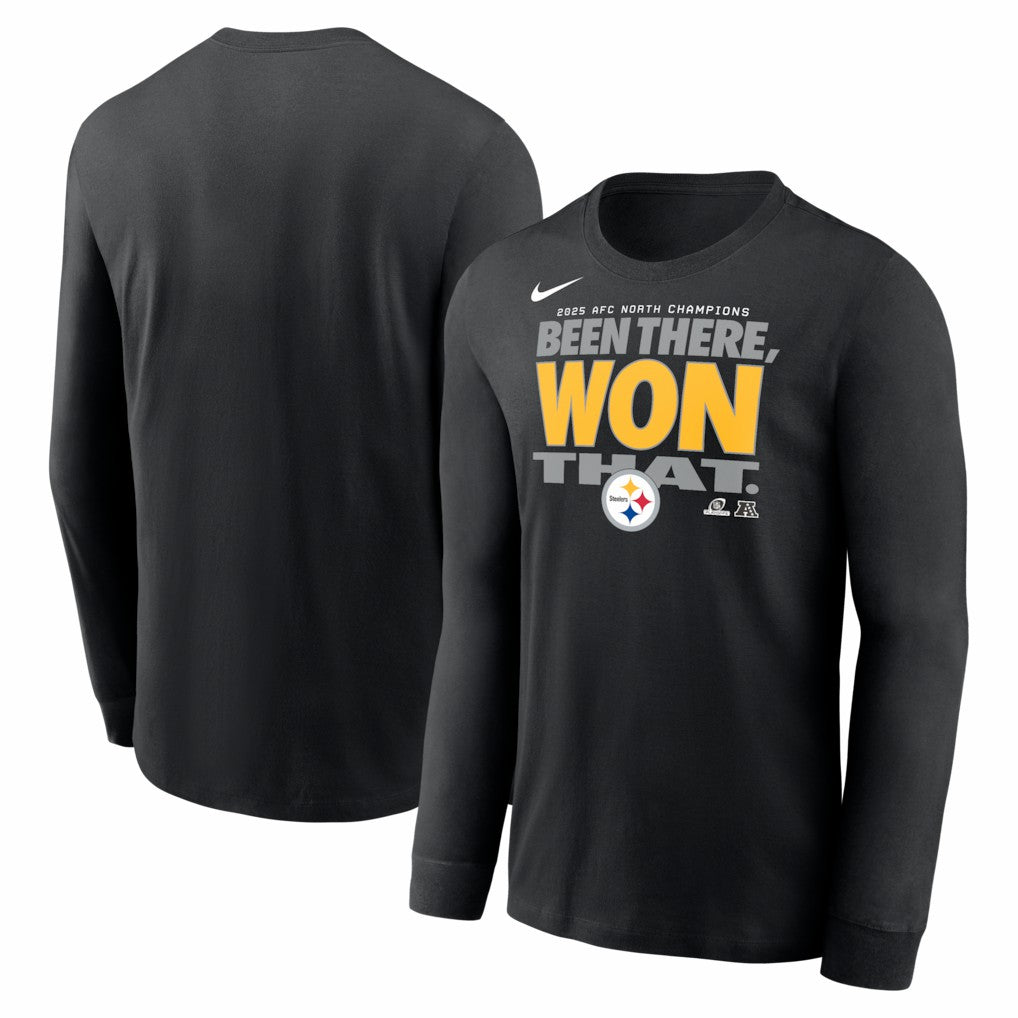 Pittsburgh Steelers 2025 AFC North Division Champions Locker Room Trophy Collection Long Sleeve T-Shirt - Black - Nike