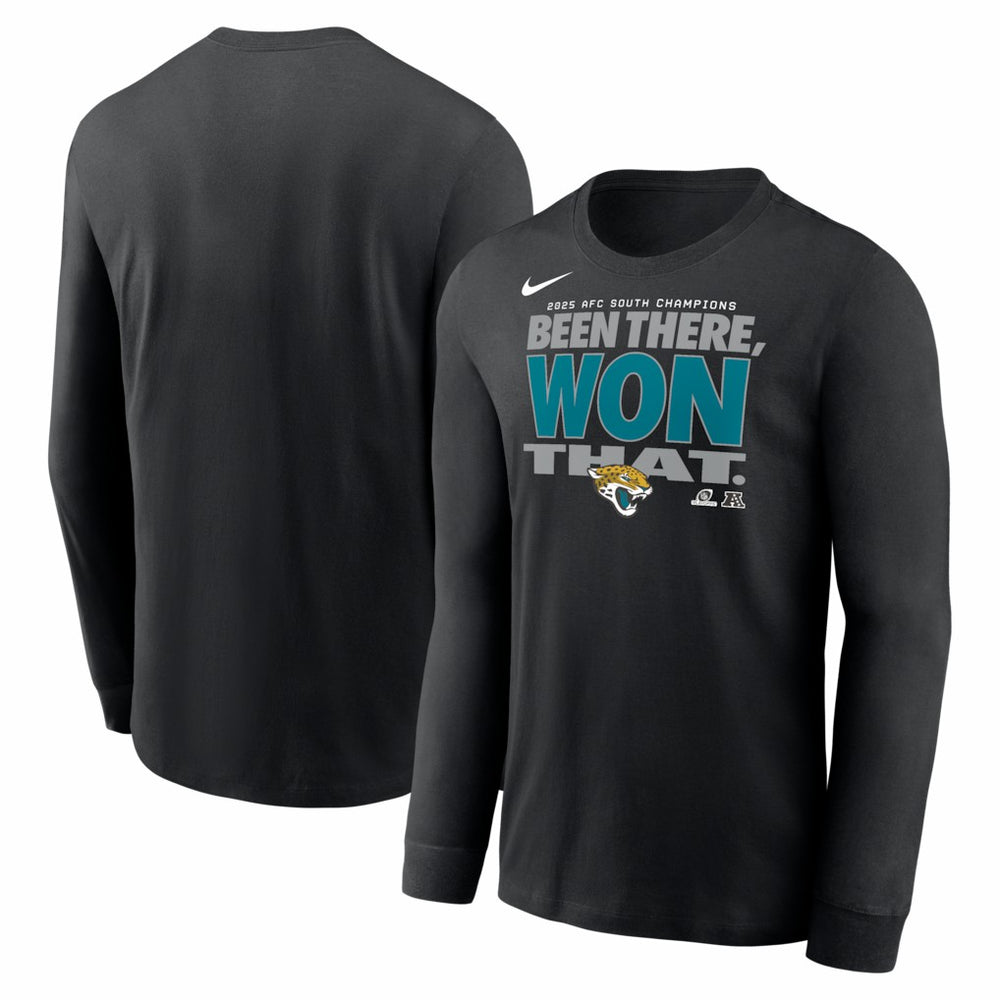 Jacksonville Jaguars 2025 AFC South Division Champions Locker Room Trophy Collection Long Sleeve T-Shirt - Black - Nike
