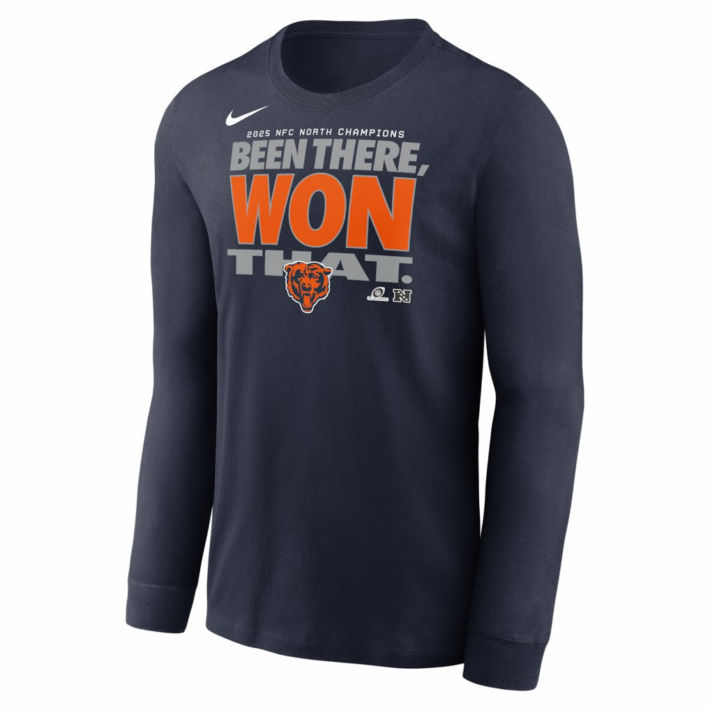 Chicago Bears 2025 NFC North Division Champions Locker Room Trophy Collection Long Sleeve T-Shirt - Navy - Nike