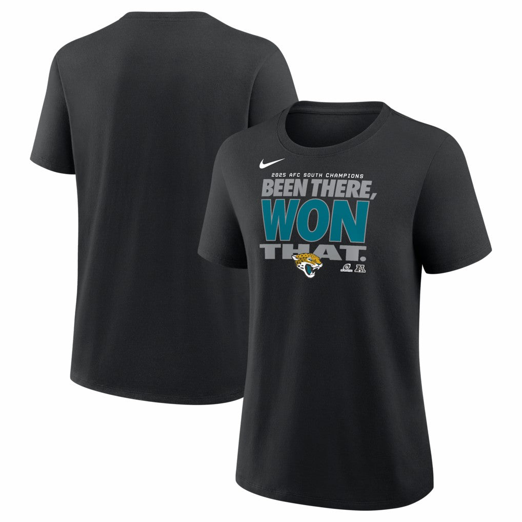 Jacksonville Jaguars Women's 2025 AFC South Division Champions Locker Room Trophy Collection T-Shirt - Black - Nike