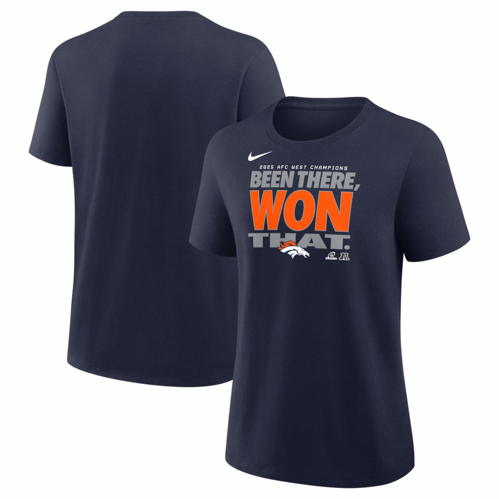 Denver Broncos Women's 2025 AFC West Division Champions Locker Room Trophy Collection T-Shirt - Navy - Nike