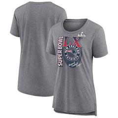 New England Patriots Women's Super Bowl LX Retro Tri-Blend T-Shirt - Heather Gray - Fanatics