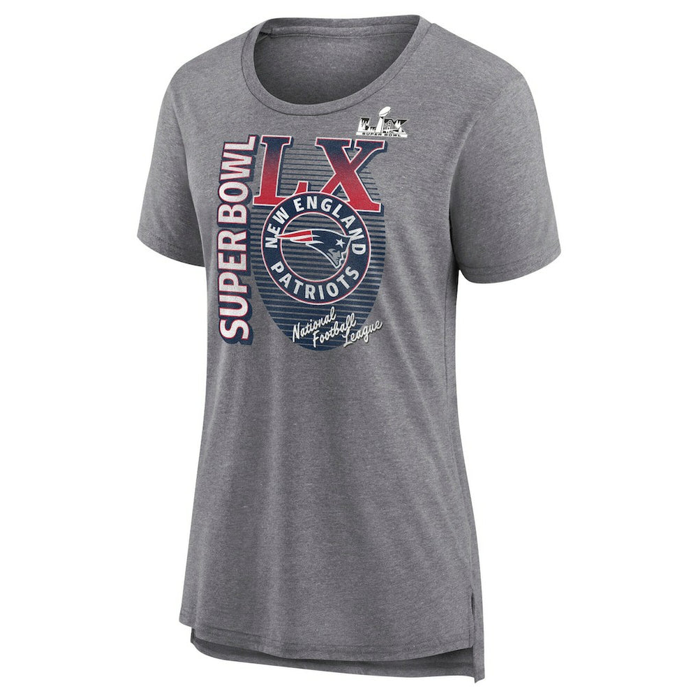 New England Patriots Women's Super Bowl LX Retro Tri-Blend T-Shirt - Heather Gray - Fanatics