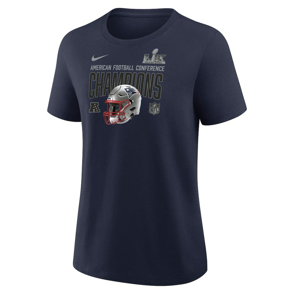 New England Patriots Women's 2025 AFC Champions Helmet T-Shirt - Navy - Nike