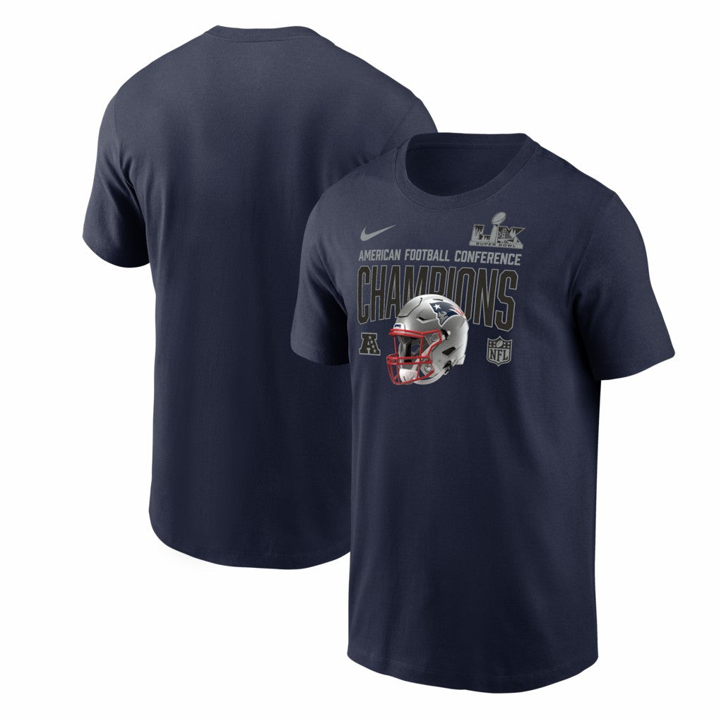 New England Patriots 2025 AFC Champions Glory Shield T-Shirt - Navy - Nike