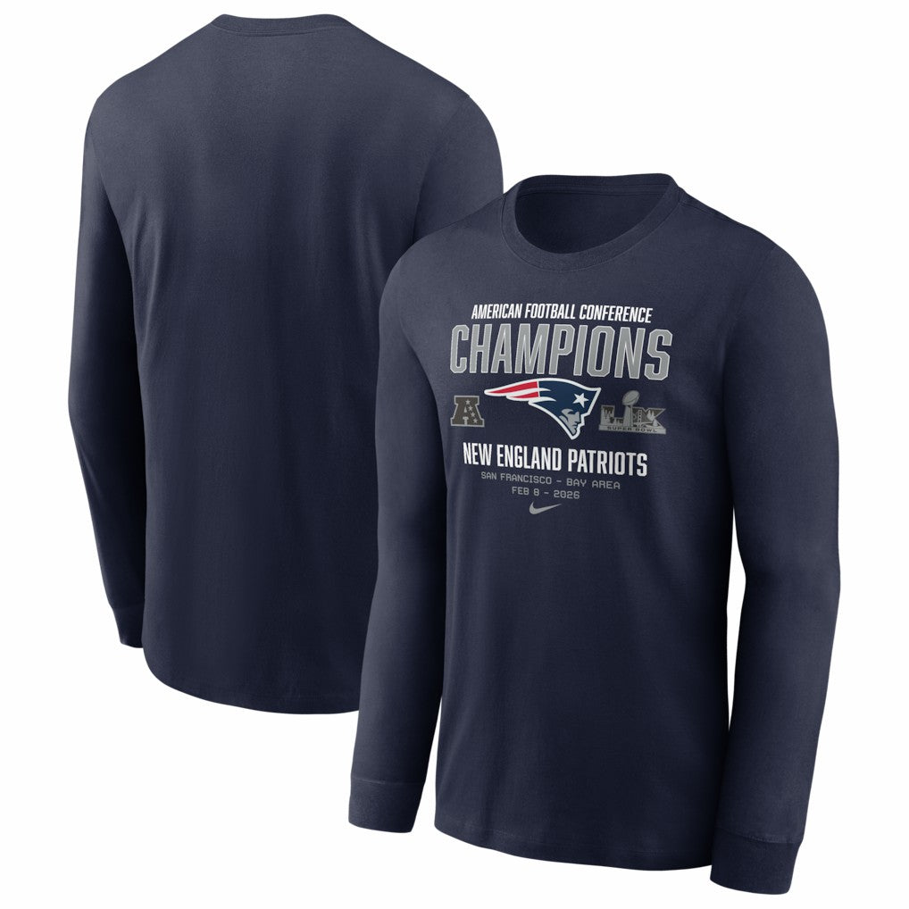 New England Patriots 2025 AFC Champions Team Nation Long Sleeve T-Shirt - Navy - Nike