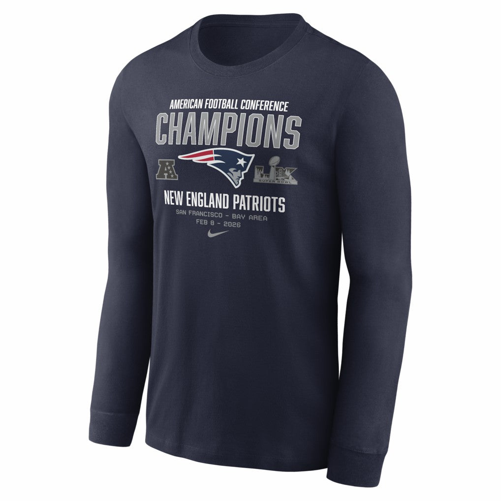 New England Patriots 2025 AFC Champions Team Nation Long Sleeve T-Shirt - Navy - Nike
