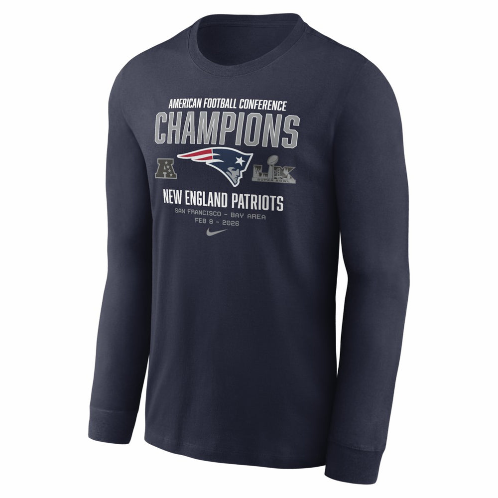 New England Patriots 2025 AFC Champions Team Nation Long Sleeve T-Shirt - Navy - Nike
