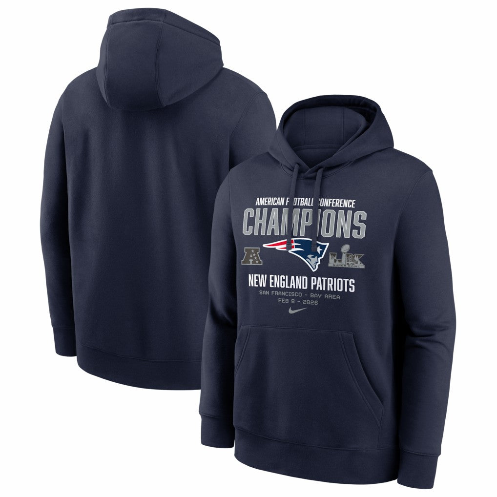 New England Patriots 2025 AFC Champions Team Nation Hoodie - Navy - Nike