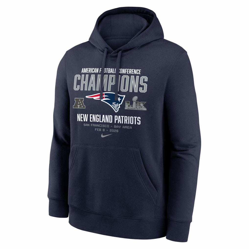 New England Patriots 2025 AFC Champions Team Nation Hoodie - Navy - Nike
